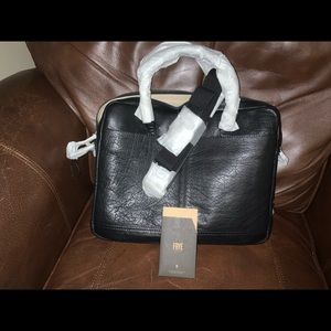Frye Black Leather Laptop Bag